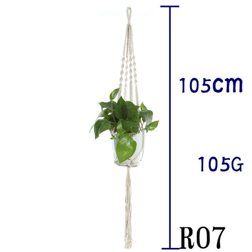 Flower Pot Net Bag Beige Cotton Rope Indoor Plant Hanger Hanging